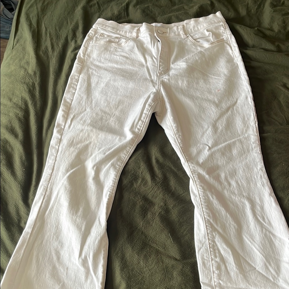 LOFT White Flare Wide Leg Jeans